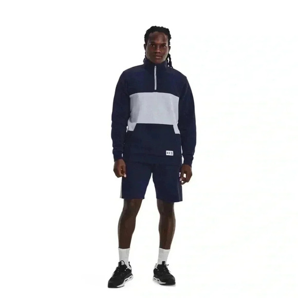 Under Armour UA Playback Fleece 1/4 Zip Navy/Gray Size:Medium - Picture 2 of 15